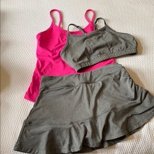 Fila Gray and Pink Tennis Tank and Skirt Set